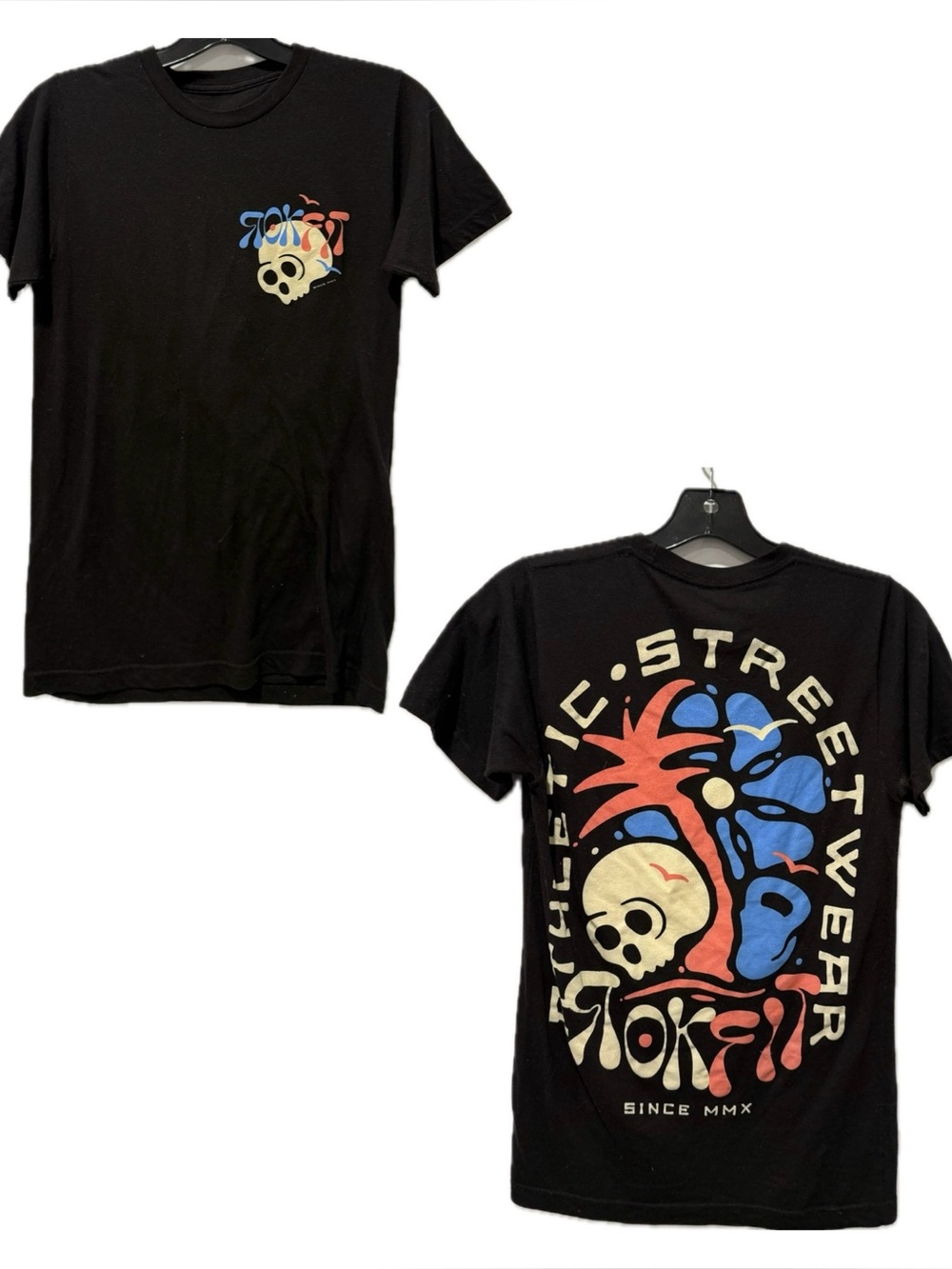 RokFit Streetwear Tropical Skull Graphic Tee in Black